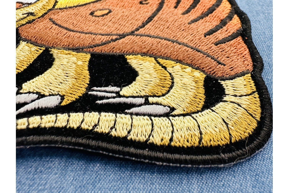 Texas Armadillo Embroidered Patch reverse and construction view