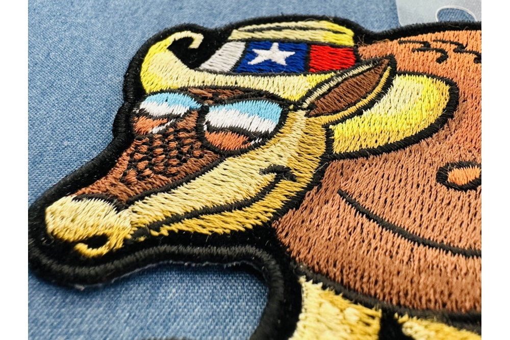 Texas Armadillo Embroidered Patch apparel application view