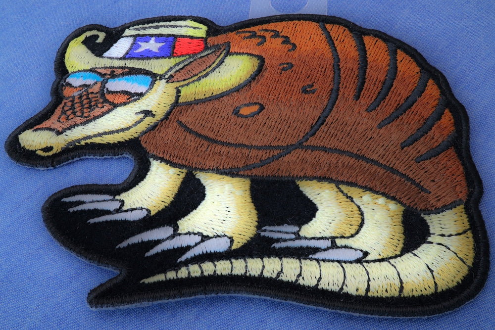 Texas Armadillo Embroidered Patch stitching detail