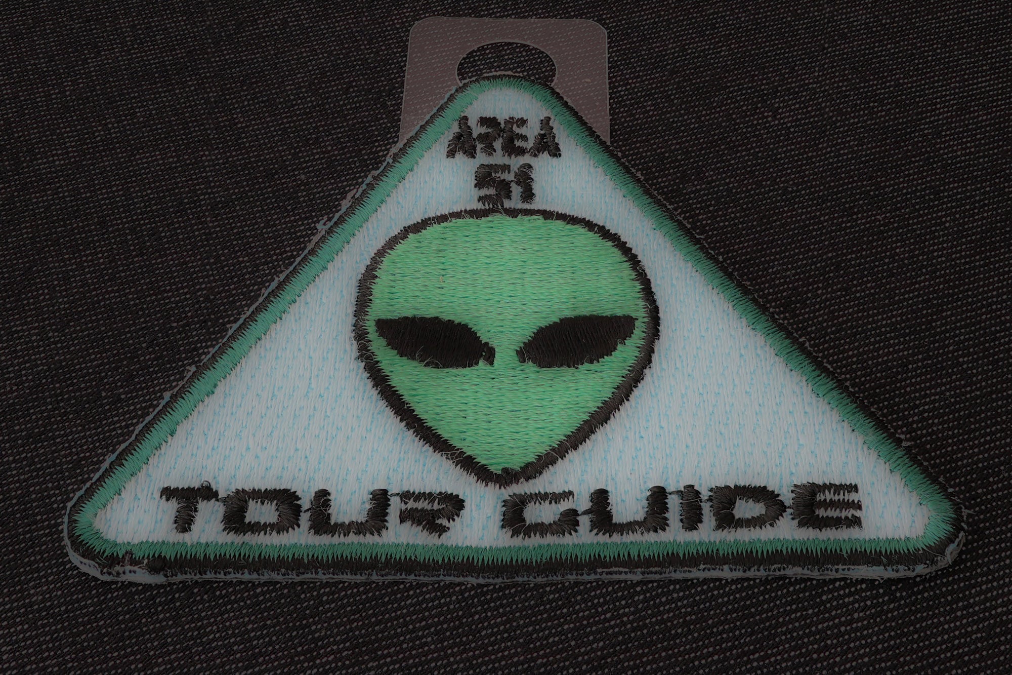 Area 51 Tour Guide Funny Alien Head Iron-On Patch (  3.5 x 3.5 inches )
