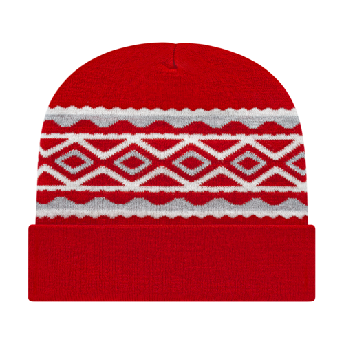 Diamond Pattern Knit Cap with Cuff