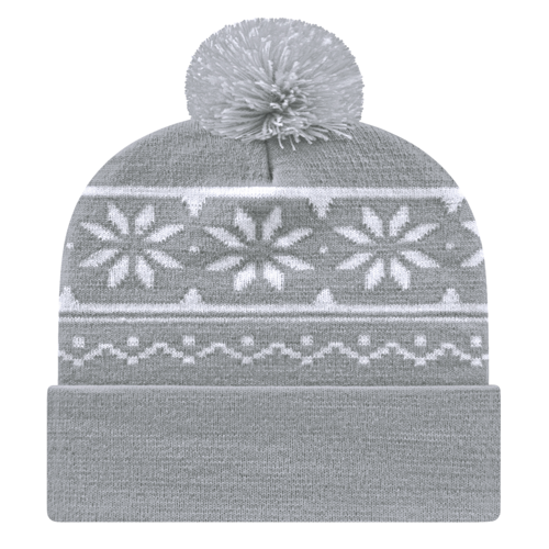 Snowflake Knit Cap with Cuff