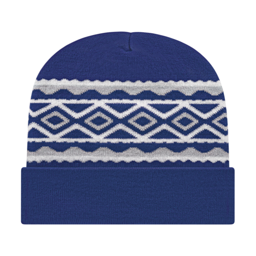 Diamond Pattern Knit Cap with Cuff