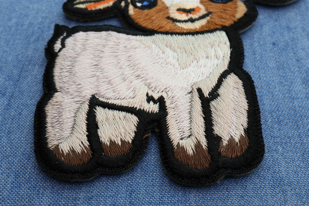 Baby Goat Embroidered Patch apparel application view
