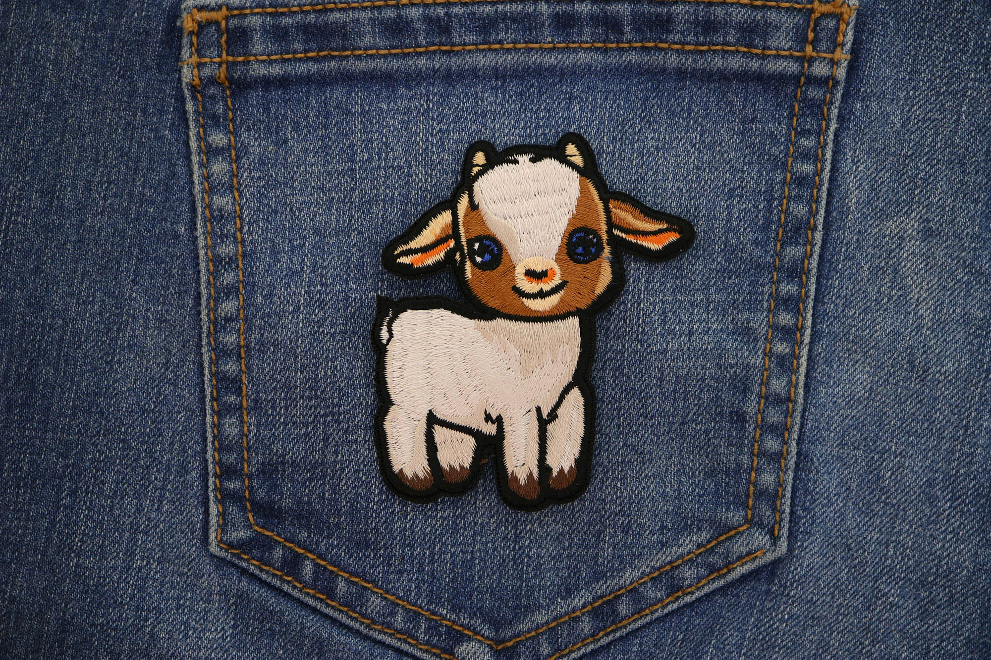 Baby Goat Patch – Adorable and Playful Embroidered Patchn   ( 3 x 3 inches )