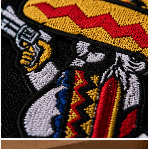 Bandidos embroidered patch set macro stitching detail