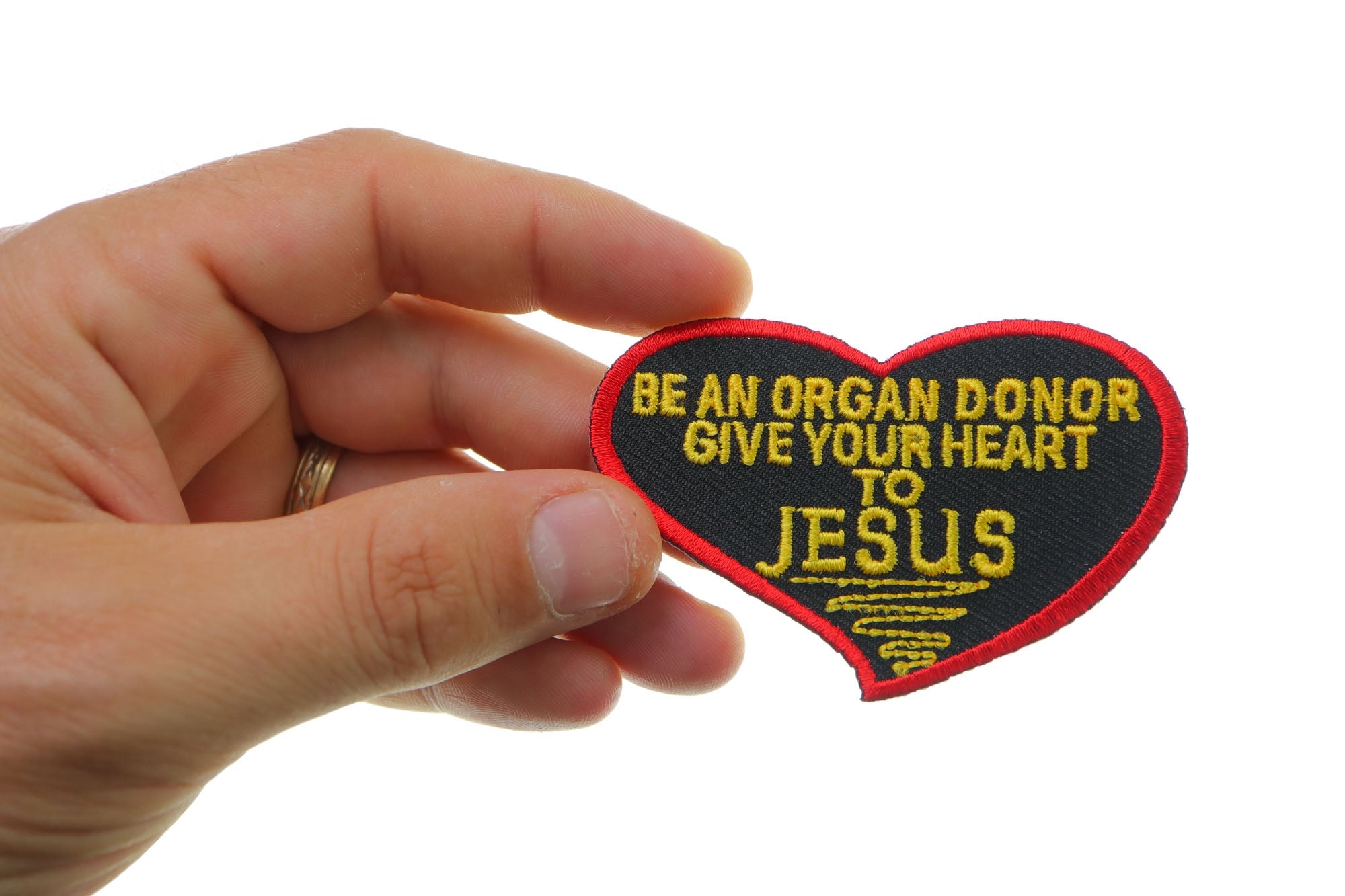 Be An Organ Donor, Give Your Heart to Jesus Christian Patch  ( 3 x 2  inches )