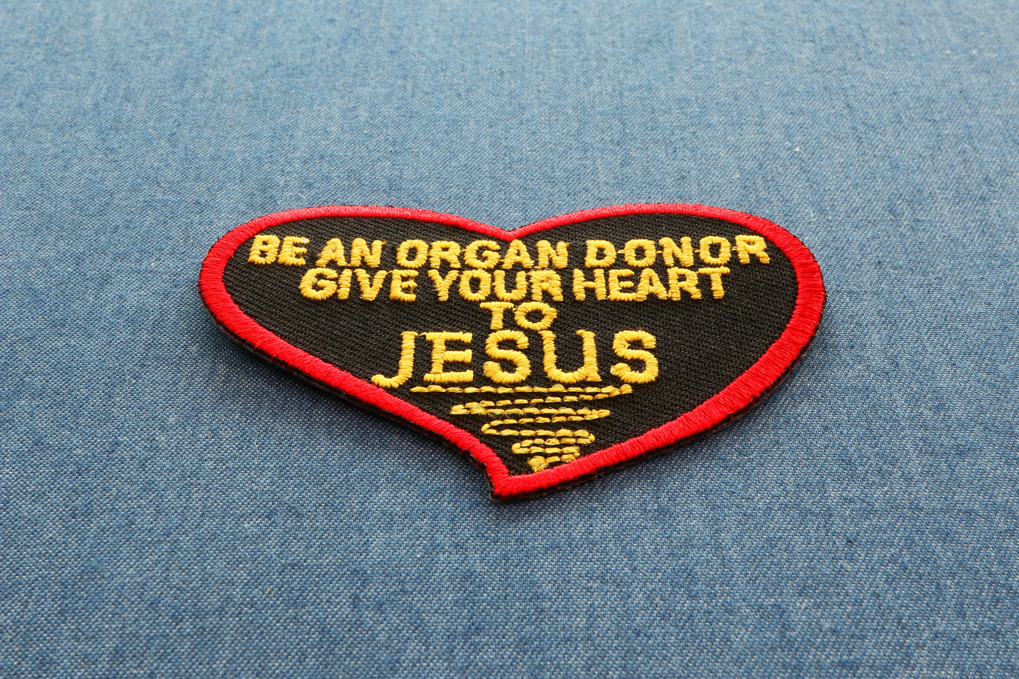 Be An Organ Donor, Give Your Heart to Jesus Christian Patch  ( 3 x 2  inches )
