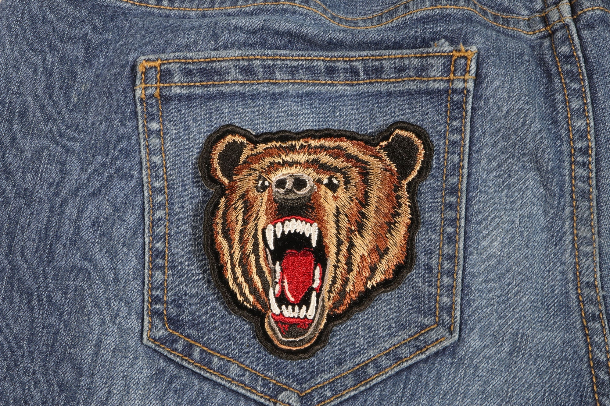 American Bear Embroidered Patch – Intricate, High-Quality Bear Patch for Jackets  ( 3.5 x 4 inches )