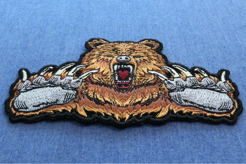 Brown Bear Claws Embroidered Patch apparel application view