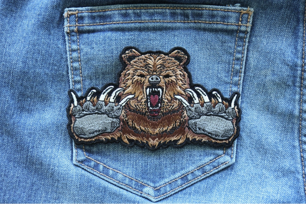 Brown Bear Claws Embroidered Patch additional product view