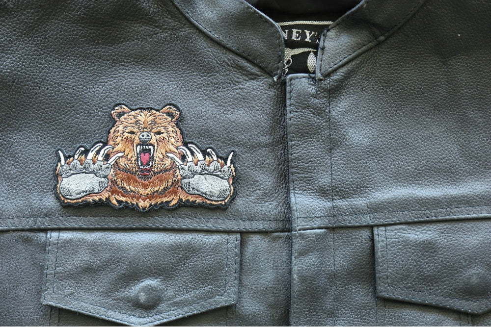 Brown Bear Claws Embroidered Patch close-up product view