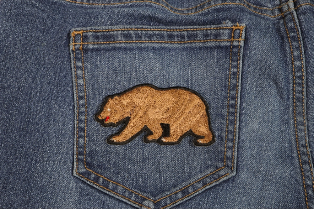 California Bear Embroidered Patch shown for scale