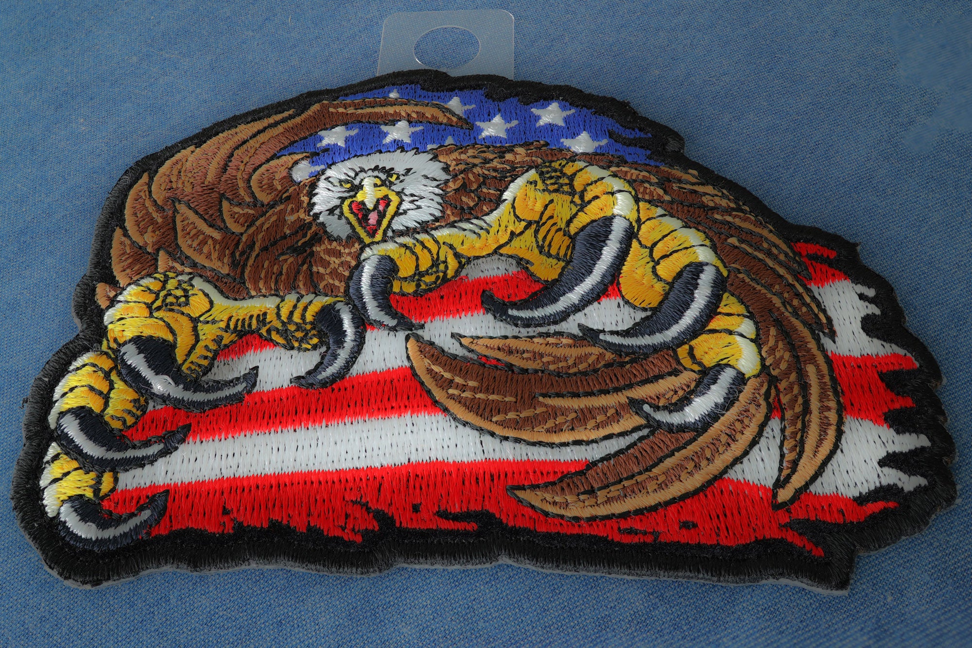 Eagle Patch with Giant Talons and American Flag Iron-on embroidery patch ( 4 x 3.5 inches )