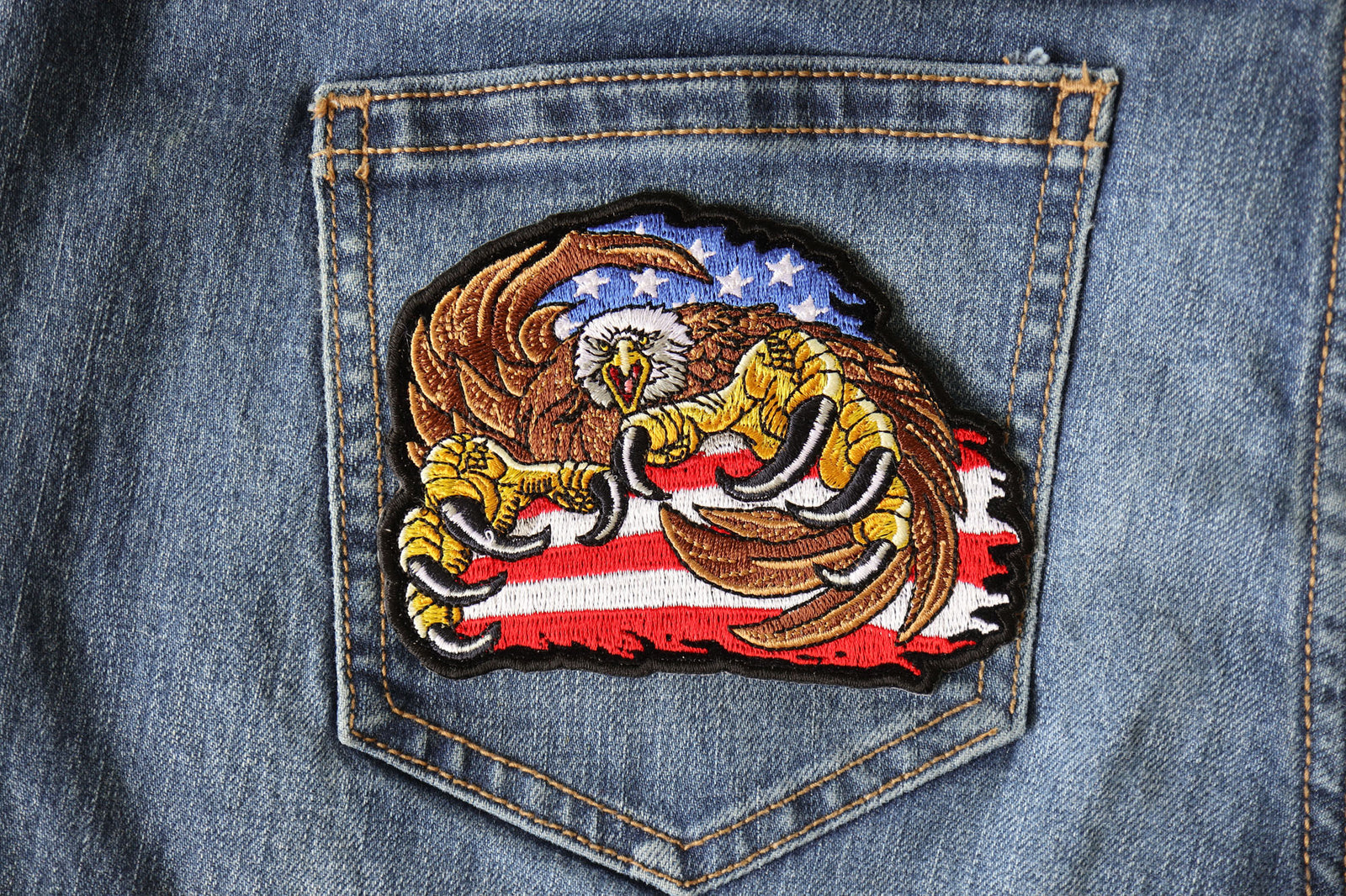 Giant Talons American Eagle Embroidered Patch shown for scale