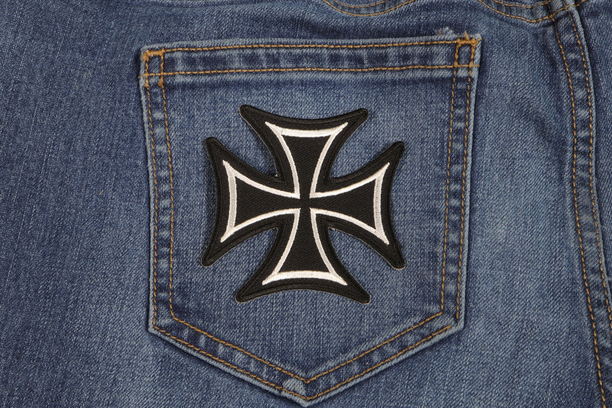 Biker Cross Patch – Embroidered Twill Artwork ( 3 x 3 inches )