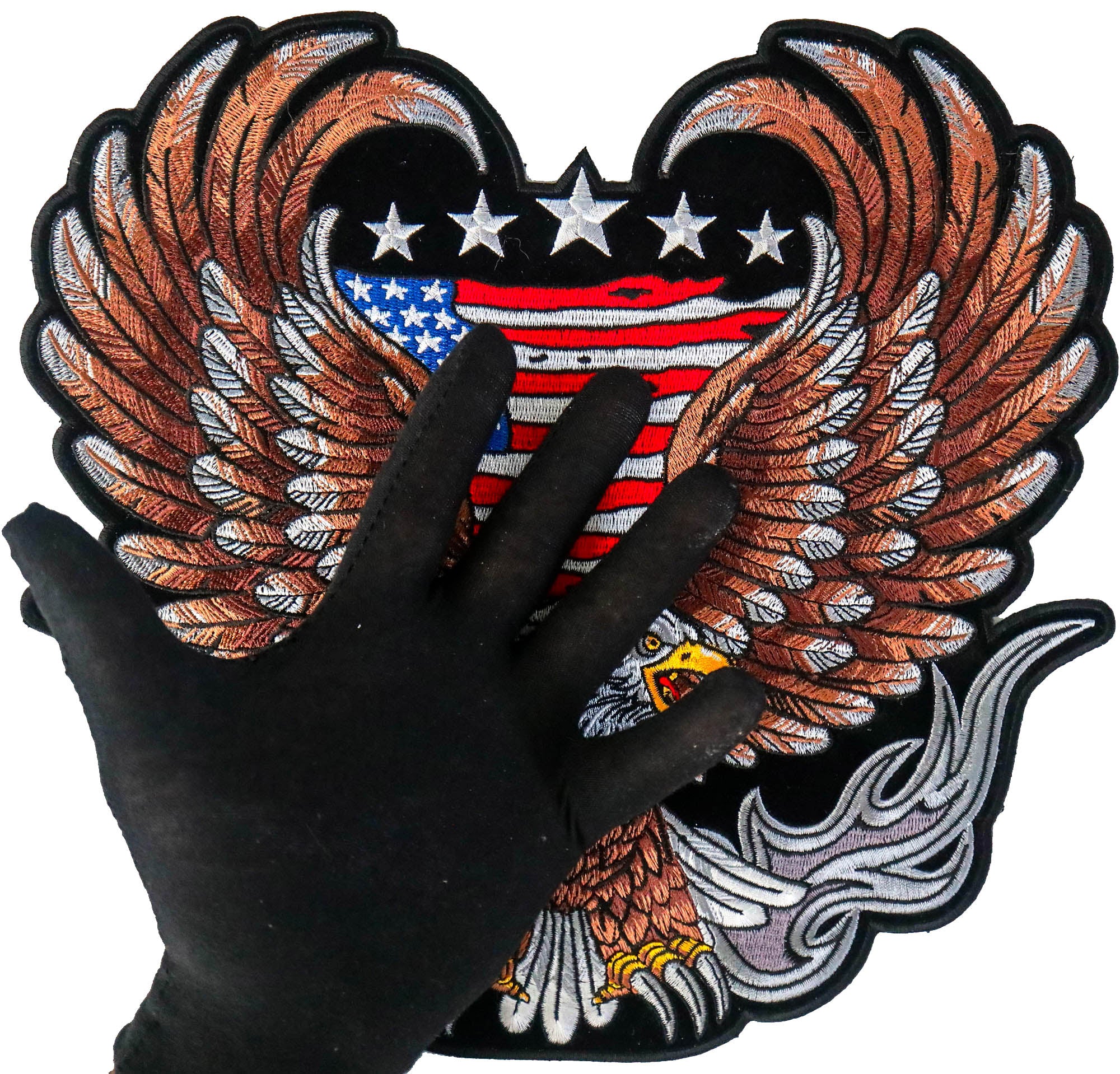 American Flag Eagle Patch – Large Embroidered Artwork ( 4 x 5 inches )