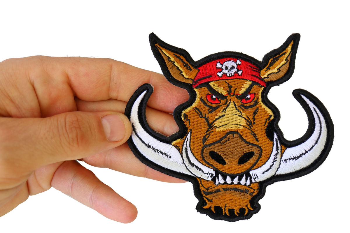 Wild Hog Embroidered Patch reverse and construction view
