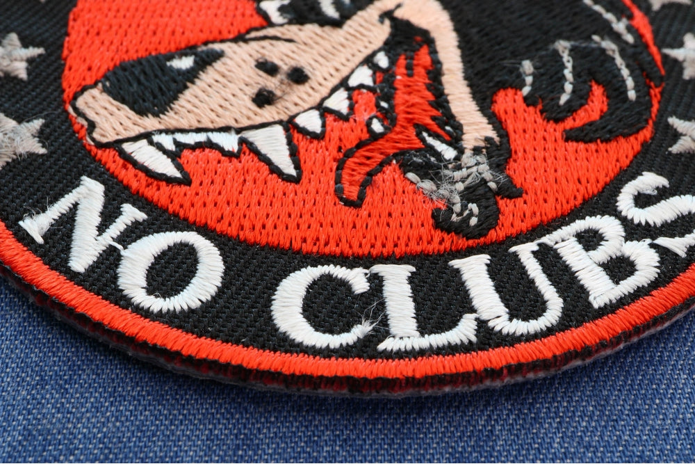 Lone Wolf No Clubs Biker Patch - 3 Inch Embroidered, Bold and Fearless Patch ( 3 x 3 inches )
