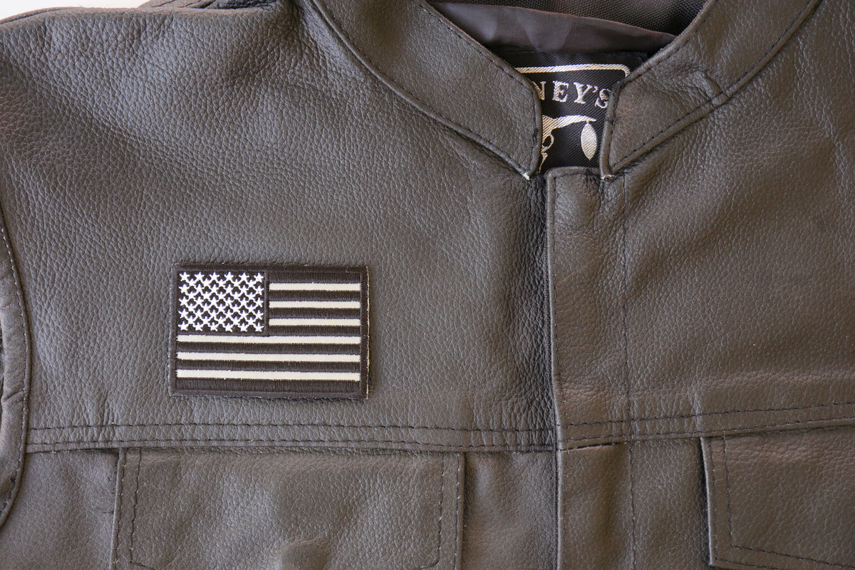 Black and White Reflective US Flag Embroidered Patch actual product photo 4