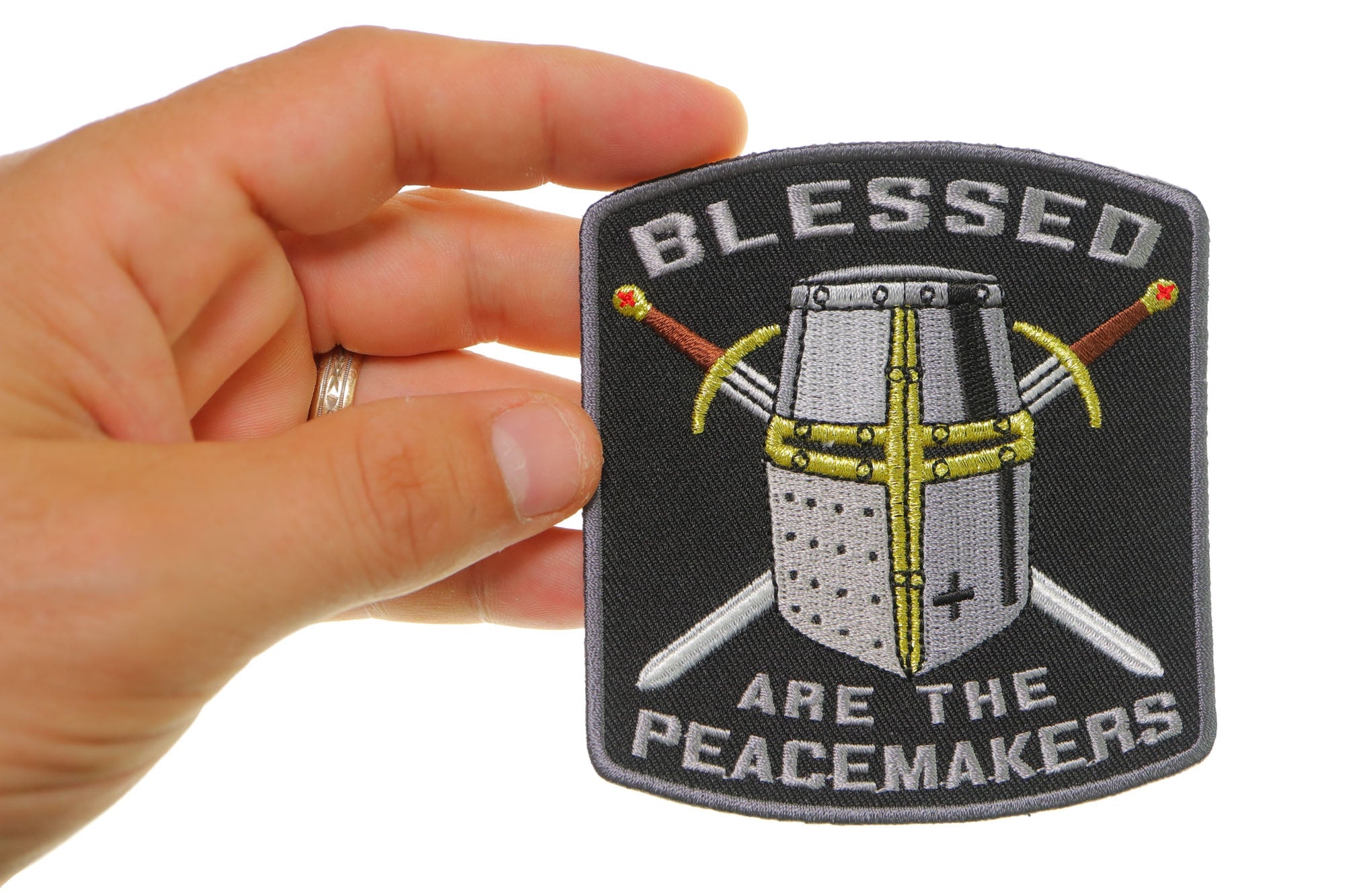 Blessed Are The Peacemakers Knight Christian Patch - Perfect for Apparel and Gear ( 4 x 3  inches )