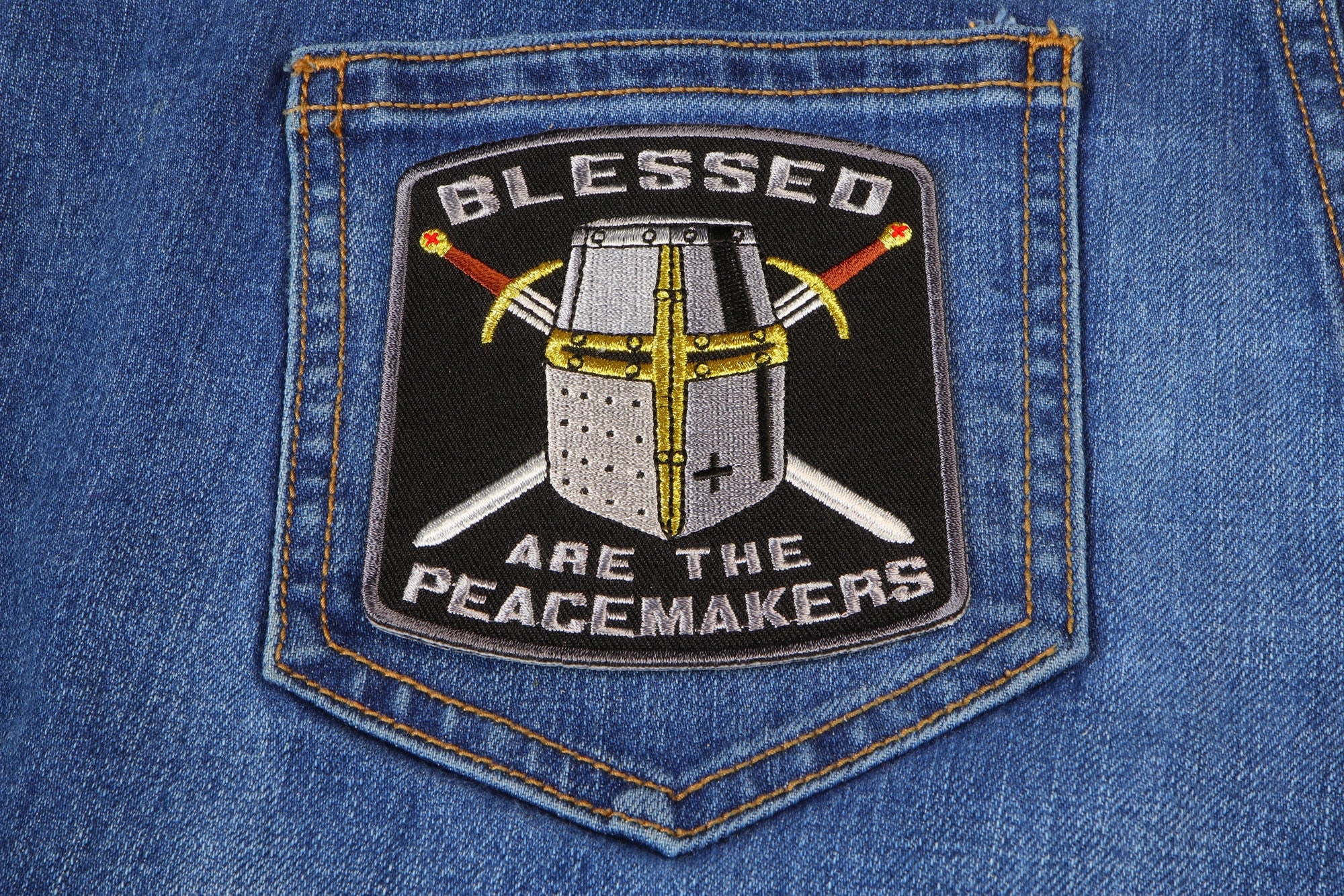 Blessed Are The Peacemakers Knight Christian Patch - Perfect for Apparel and Gear ( 4 x 3  inches )