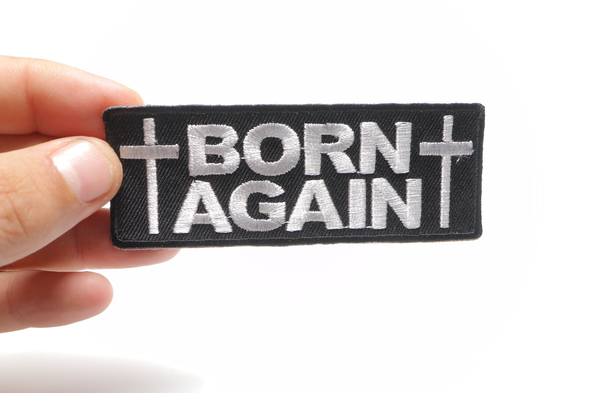 Born Again Christian Patch - Embrace Your Faith with a Bold ( 4 x 2  inches )