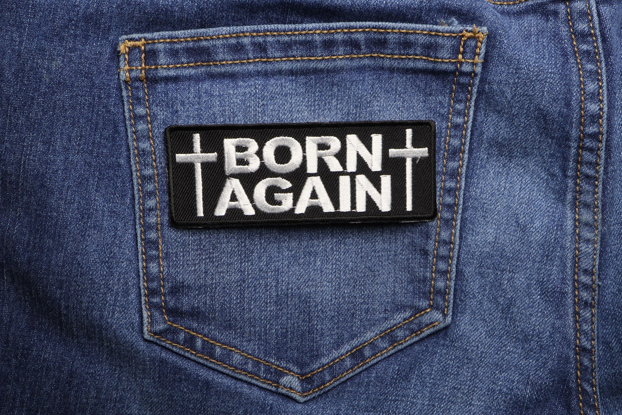Born Again Christian Patch - Embrace Your Faith with a Bold ( 4 x 2  inches )
