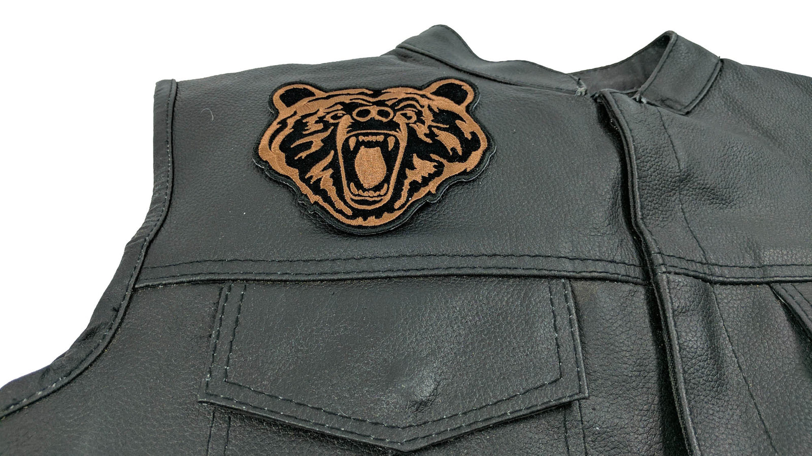 Brown Bear Small Embroidered Patch shown for scale