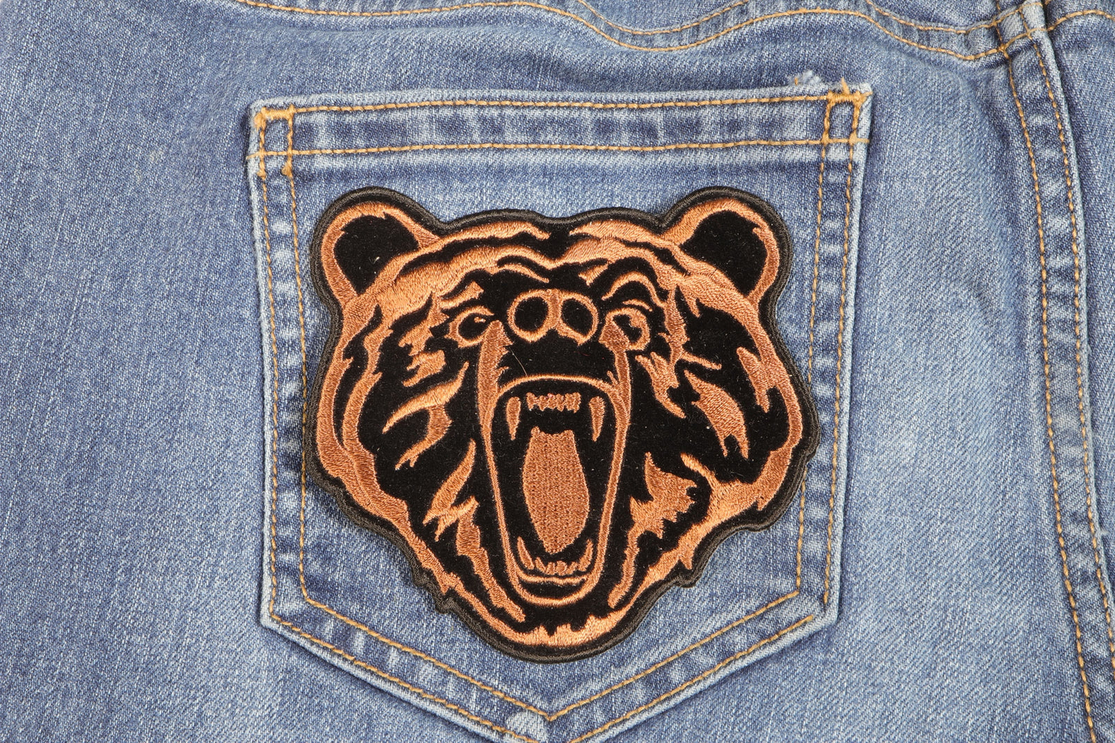 Brown Bear Small Embroidered Patch apparel application view