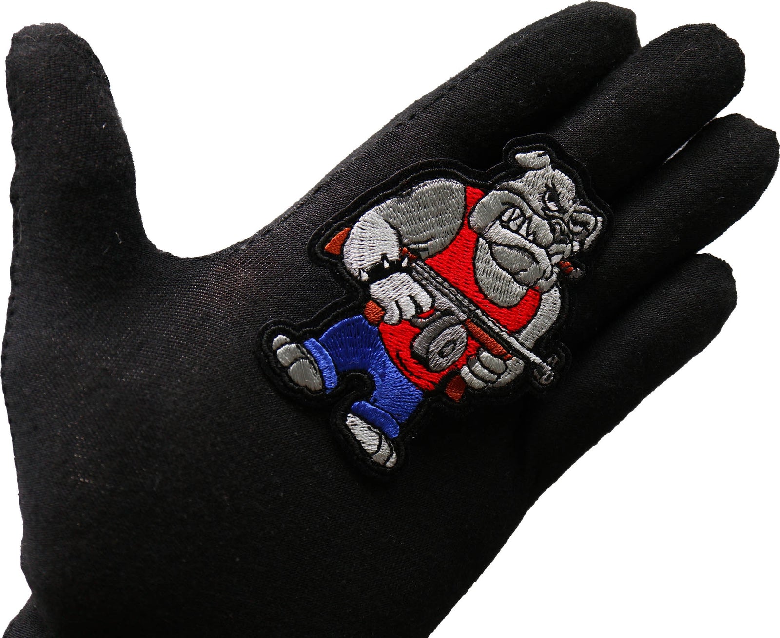 Bulldog Machine Gun Embroidered Patch apparel application view