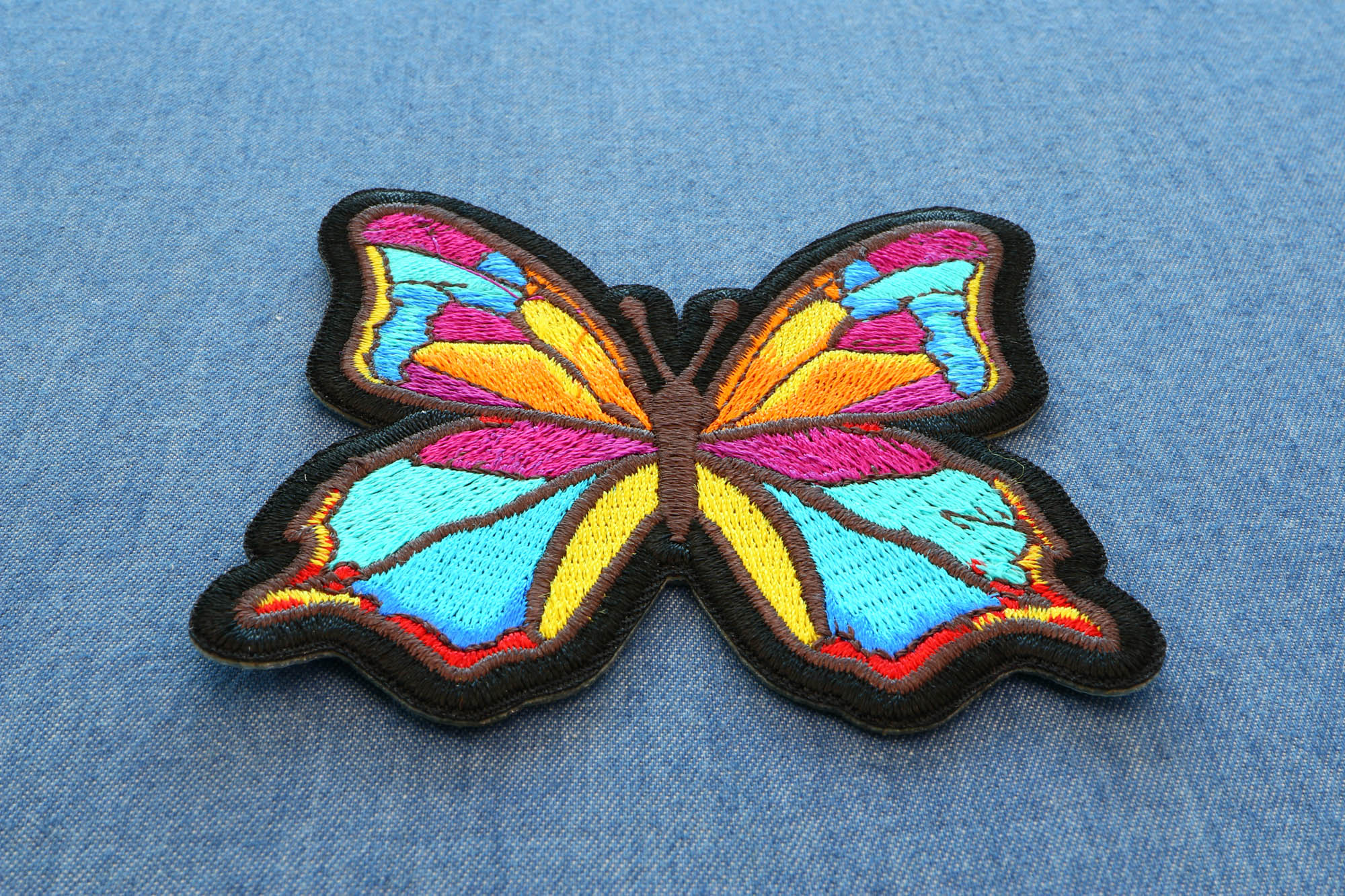 Butterfly Embroidered Iron-On Patch - Vibrant Colors, 3x3 Inches