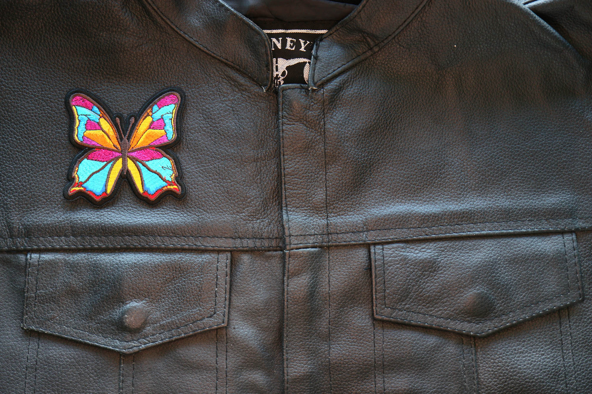 Butterfly Embroidered Iron-On Patch - Vibrant Colors, 3x3 Inches