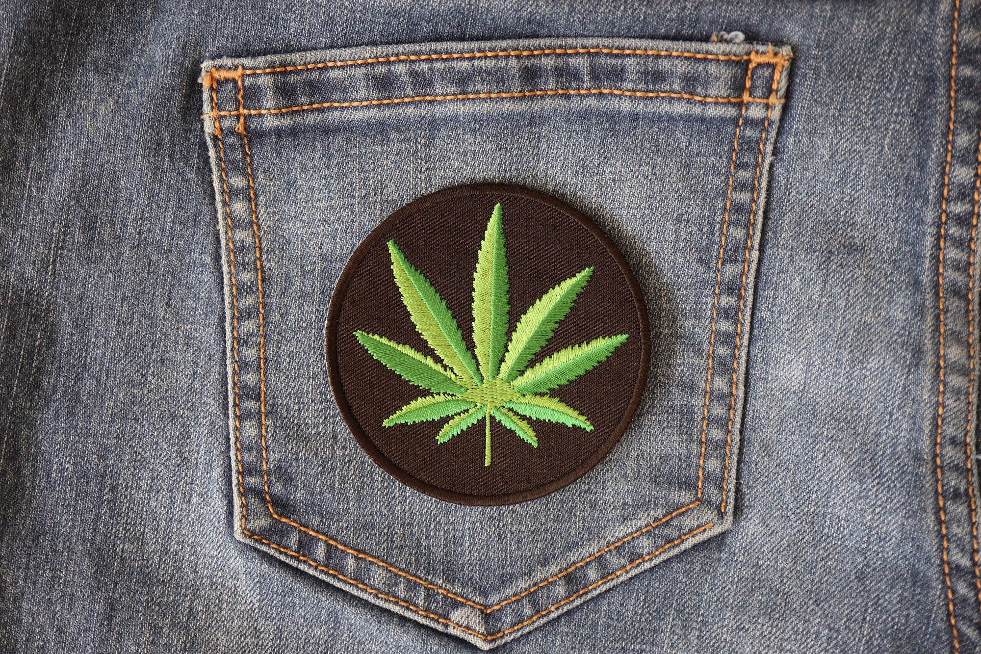 Cannabis Leaf Novelty Iron-On Patch - Unique Design for Trendy Style (  3.5 x 3.5 inches )