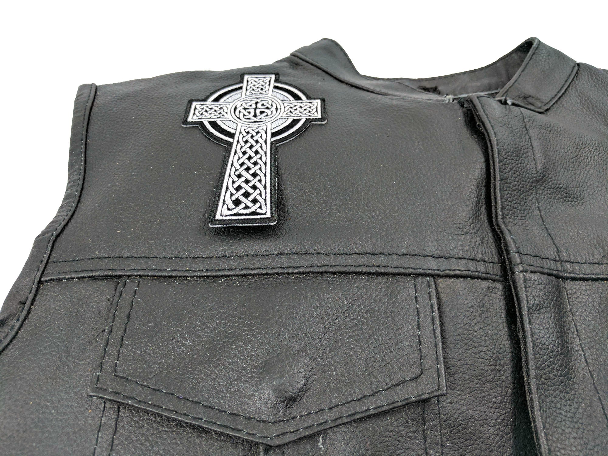 Celtic Cross Small Patch - A Detailed Christian Design for Fashion and Accessories (  4 x 2  inches )