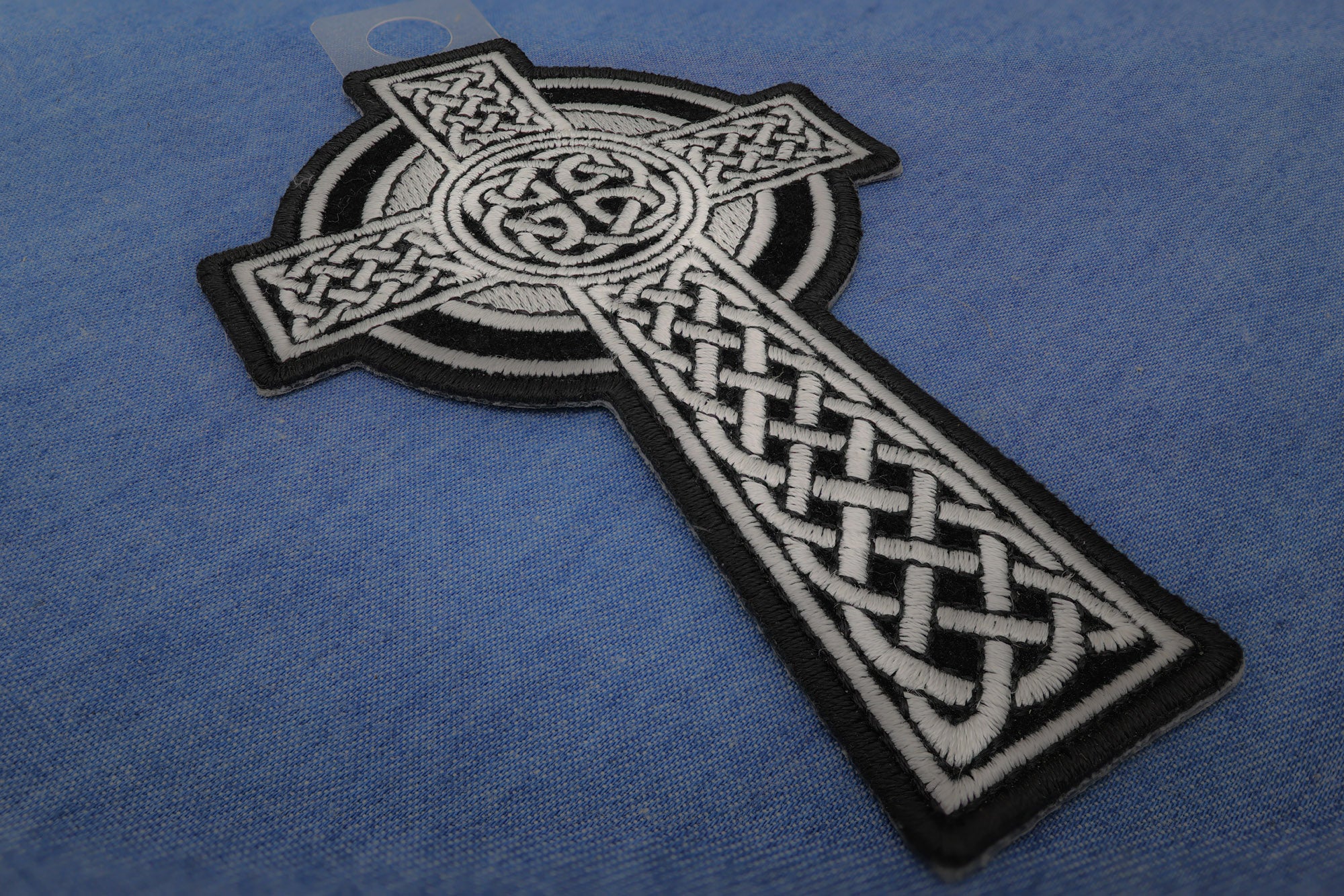 Celtic Cross Small Patch - A Detailed Christian Design for Fashion and Accessories (  4 x 2  inches )