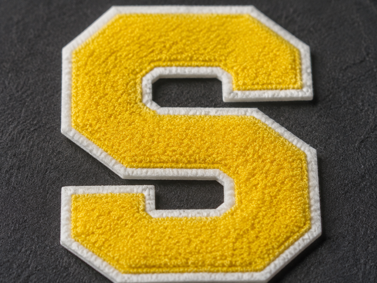 Chenille patch loop-pile material detail close-up