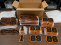 Completed bulk chenille patch order ready for packing