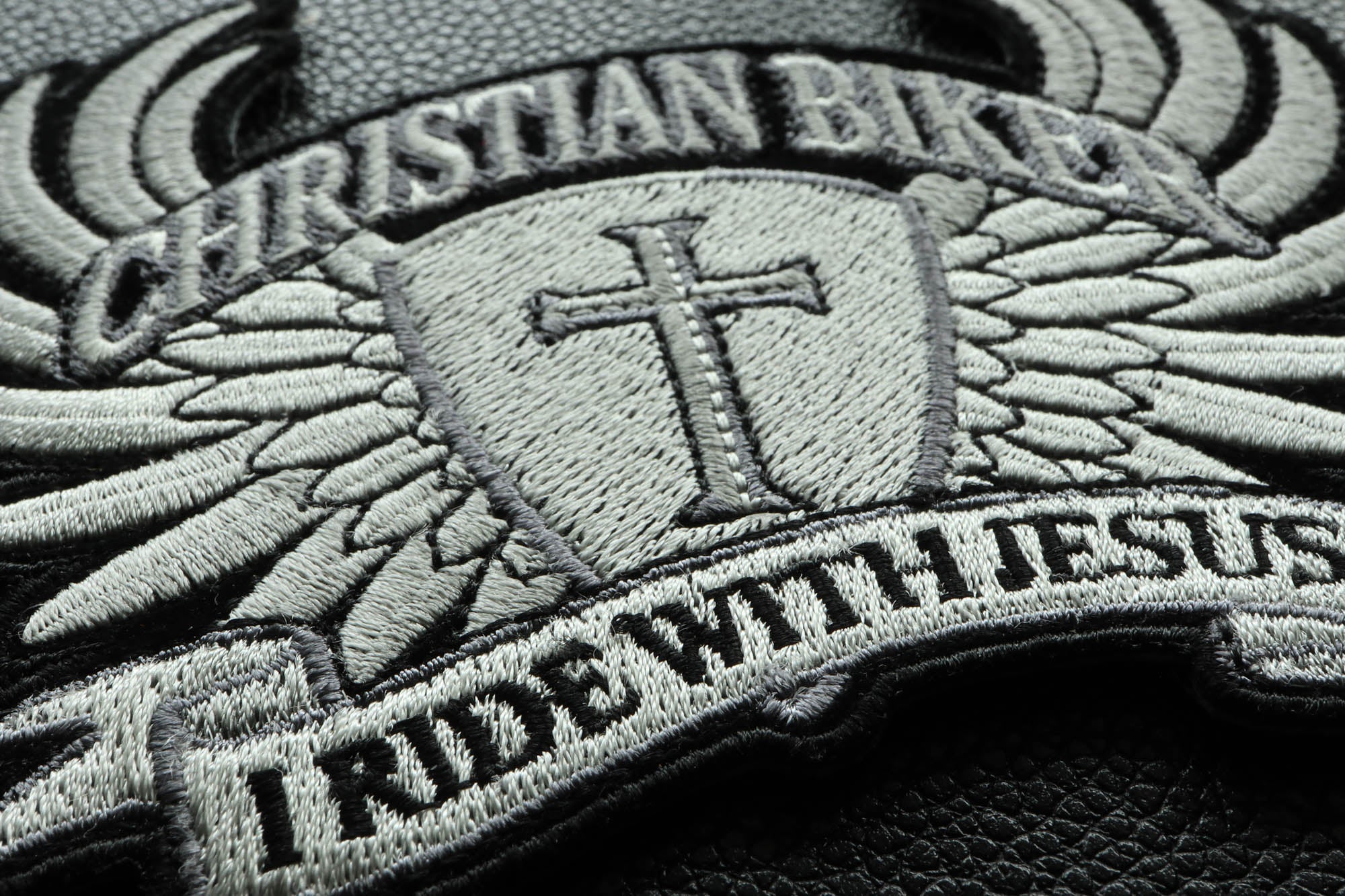 Small Christian Biker Patch I Ride With Jesus ( 5 x 4 inches )