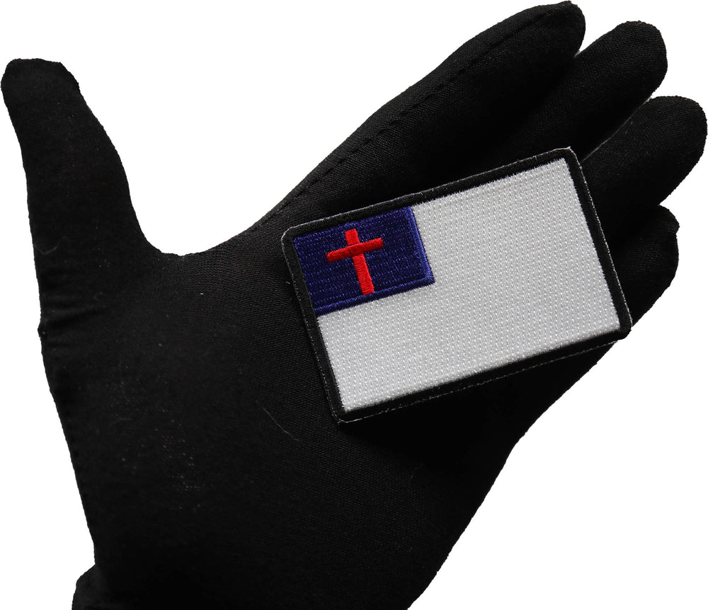 Christian Flag Black Border Embroidered Patch