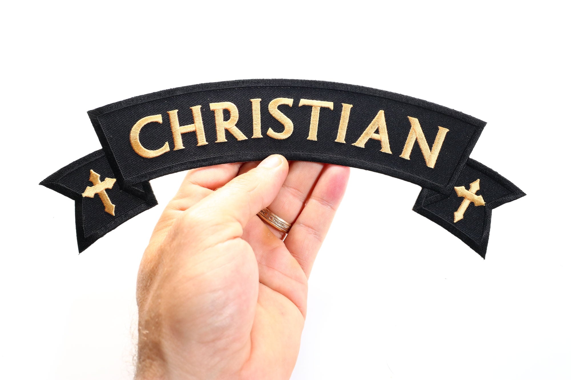 Christian Rocker Patch PR2508 - Rock Your Faith with this Stylish Design ( 4x2 inches )