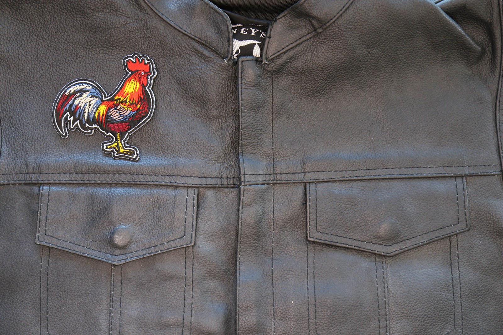 Cock Rooster Embroidered Patch stitching detail
