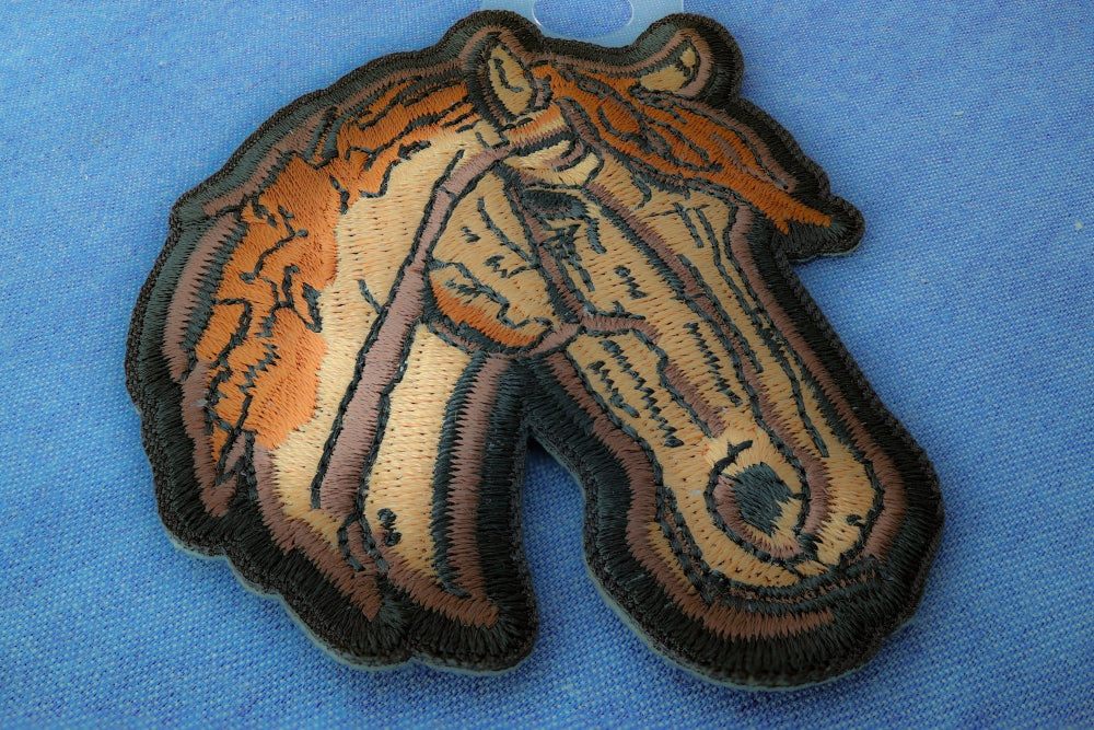 Horse Embroidered Patch reverse and construction view