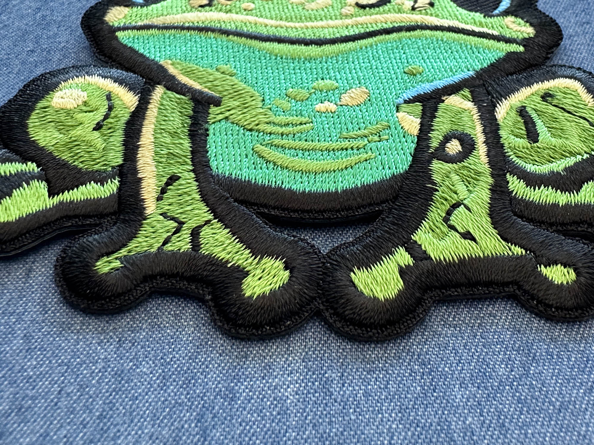 Cute Frog Iron-on Patch for Quirky and Unique Looks for jackets ( 4x3 Inches )