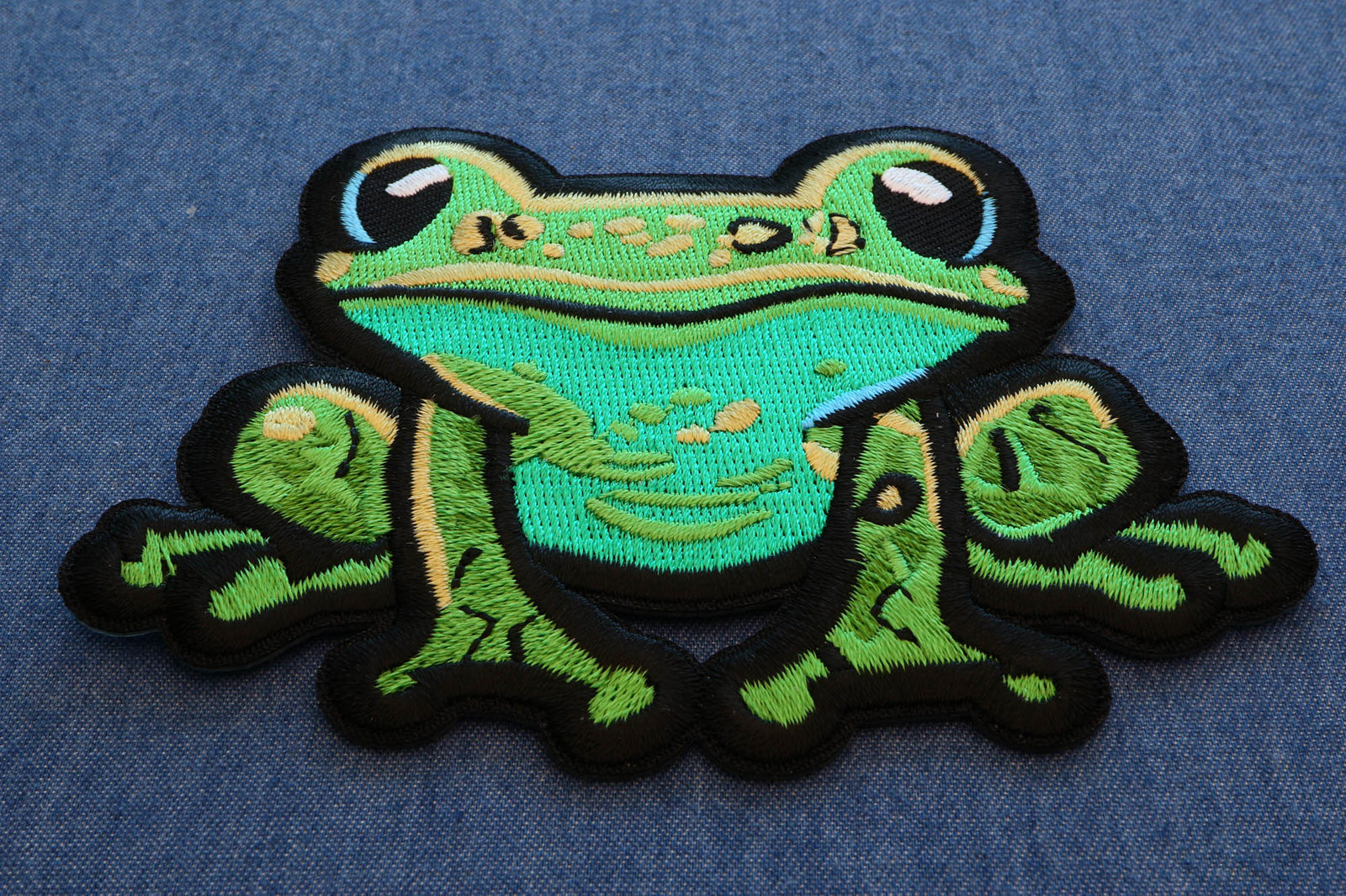 Cute Frog Embroidered Patch apparel application view