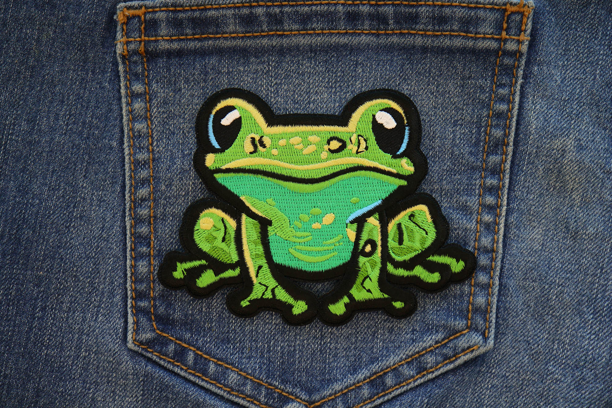 Cute Frog Iron-on Patch for Quirky and Unique Looks for jackets ( 4x3 Inches )