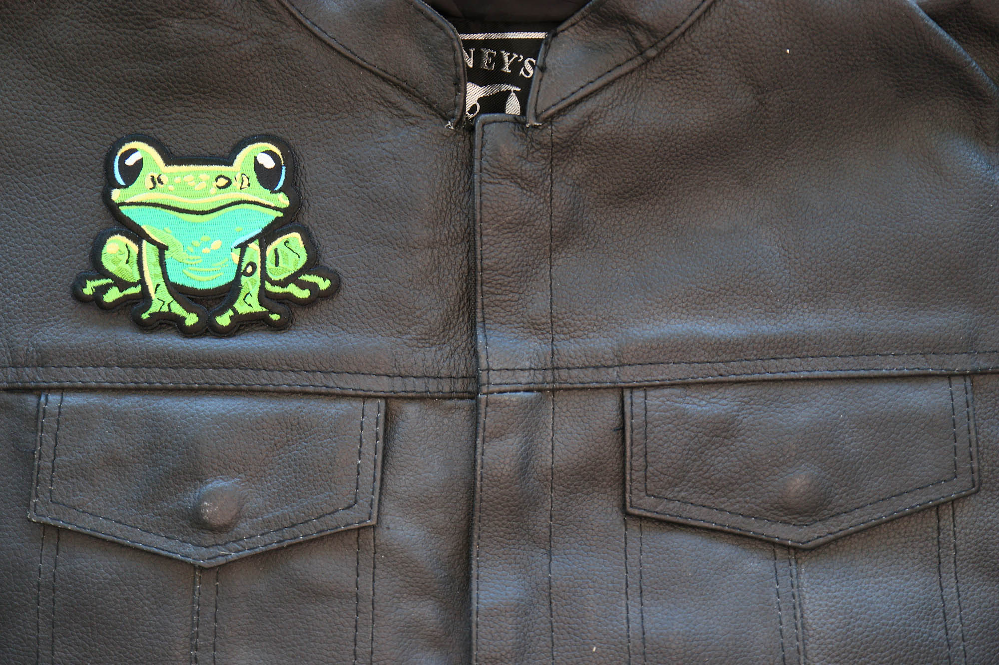 Cute Frog Iron-on Patch for Quirky and Unique Looks for jackets ( 4x3 Inches )