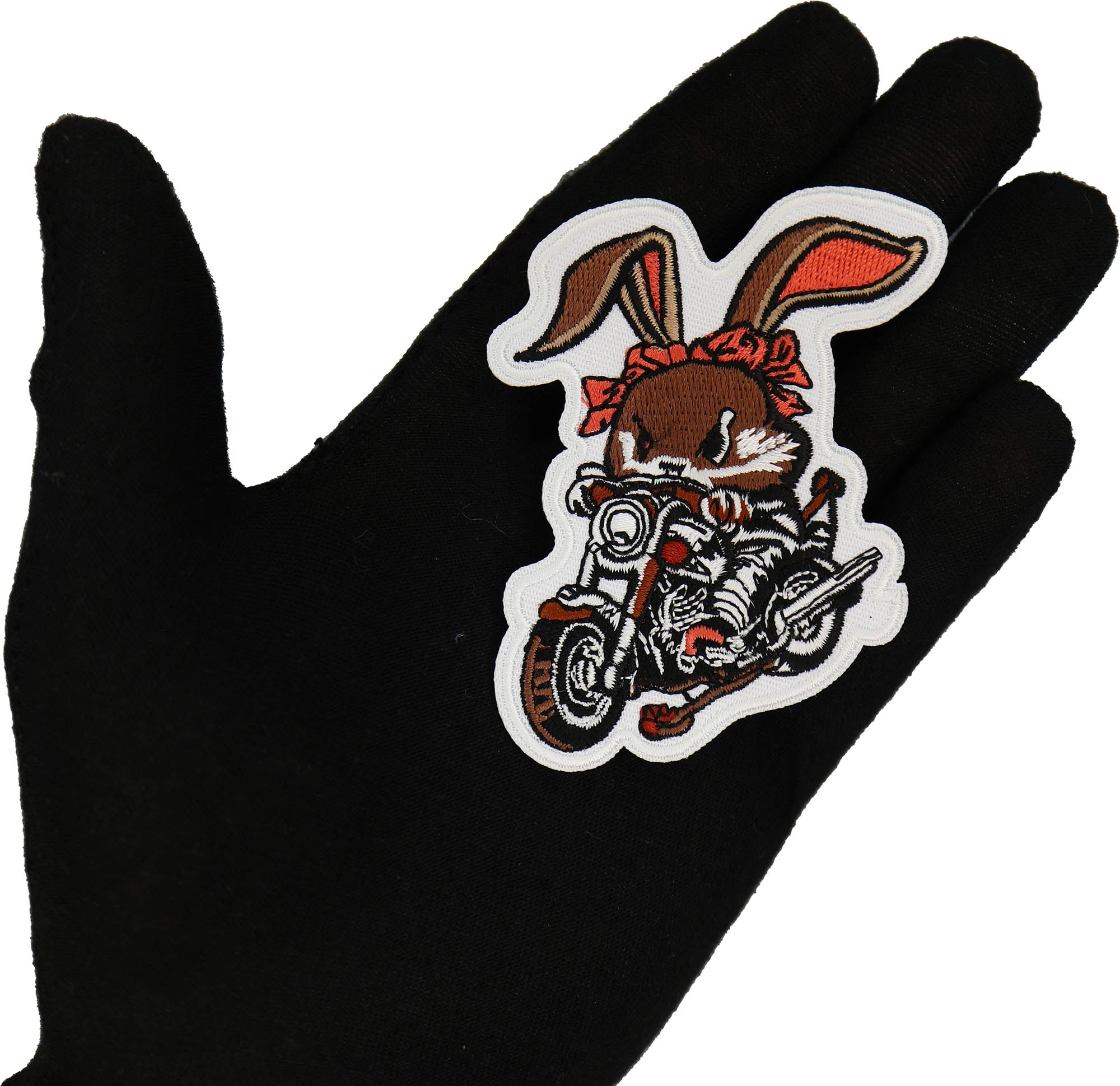 Cute but Fierce Rabbit on Motorcycle Embroidered Patch – Animal Biker Patch for Jackets & Bags ( 5 x5 inches)