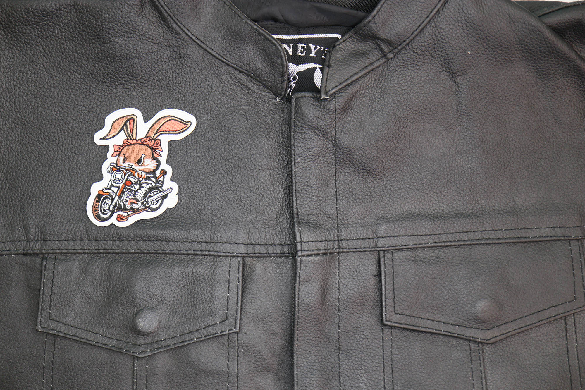 Cute but Fierce Rabbit on Motorcycle Embroidered Patch – Animal Biker Patch for Jackets & Bags ( 5 x5 inches)