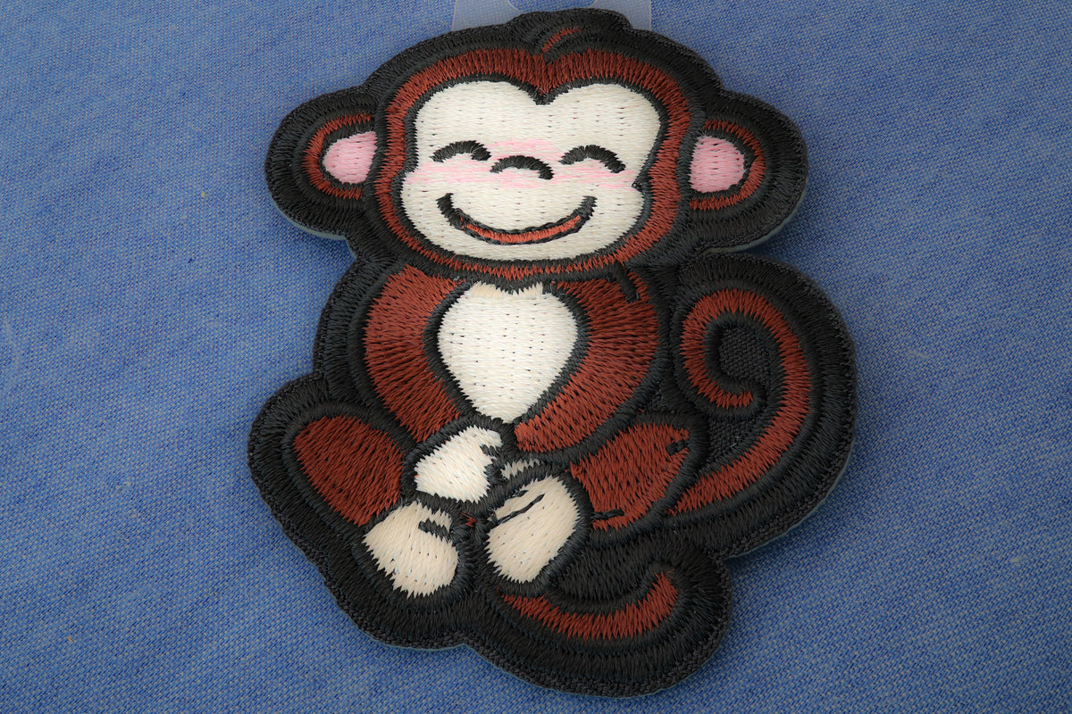 Cute Monkey Embroidered Patch apparel application view